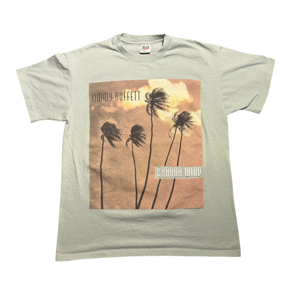 Vintage 1997 Jimmy Buffett Banana Wind Tour T-Shirt Anvil Made in USA L Sage